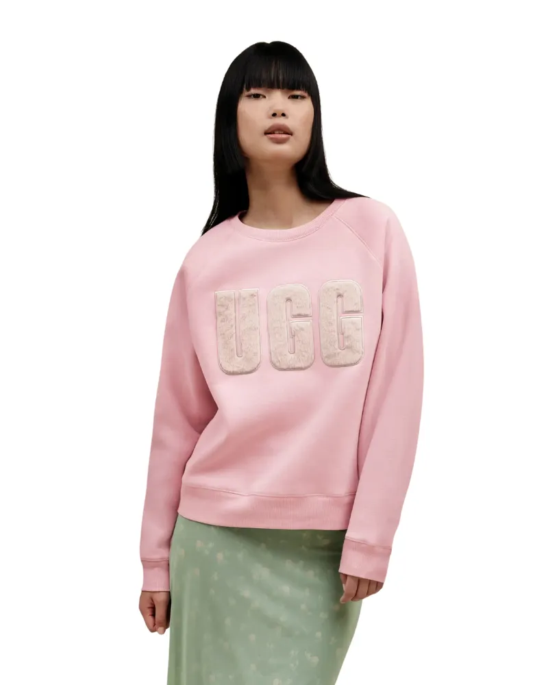 1123718 Ashen Rose Madeline Fuzzy Logo Crewneck Sweater