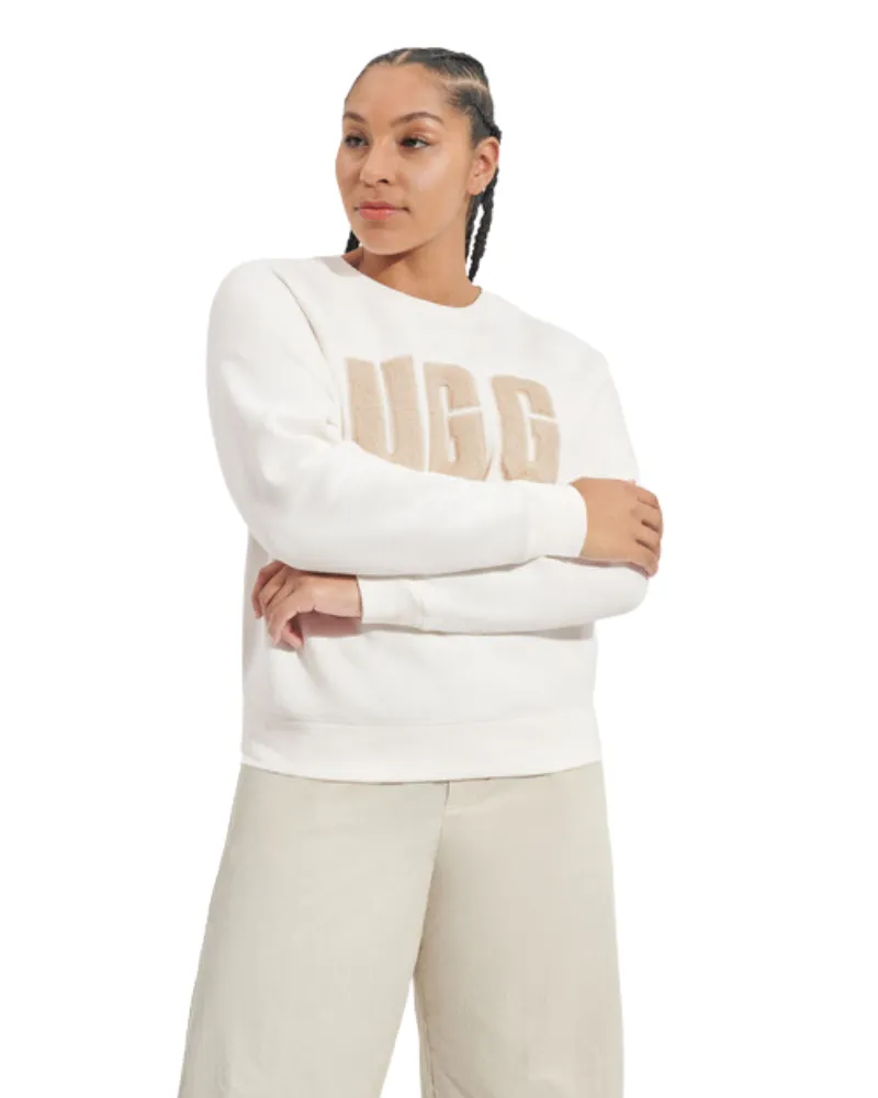 1123718 Nimbus/Sand Madeline Fuzzy Logo Crewneck Sweater