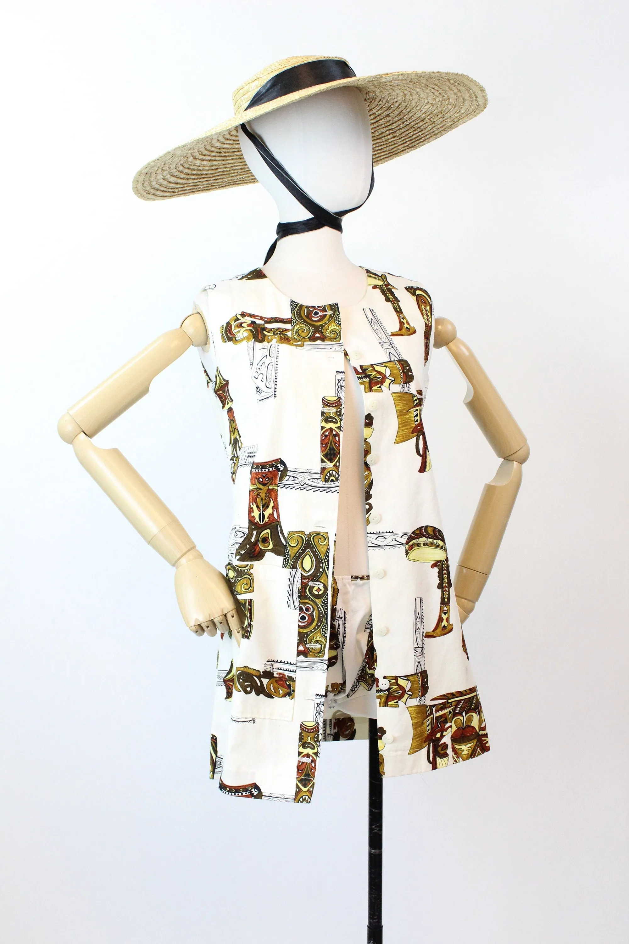 1960s TIKI romper TUNIC and BRIEFS xs small | new spring summer