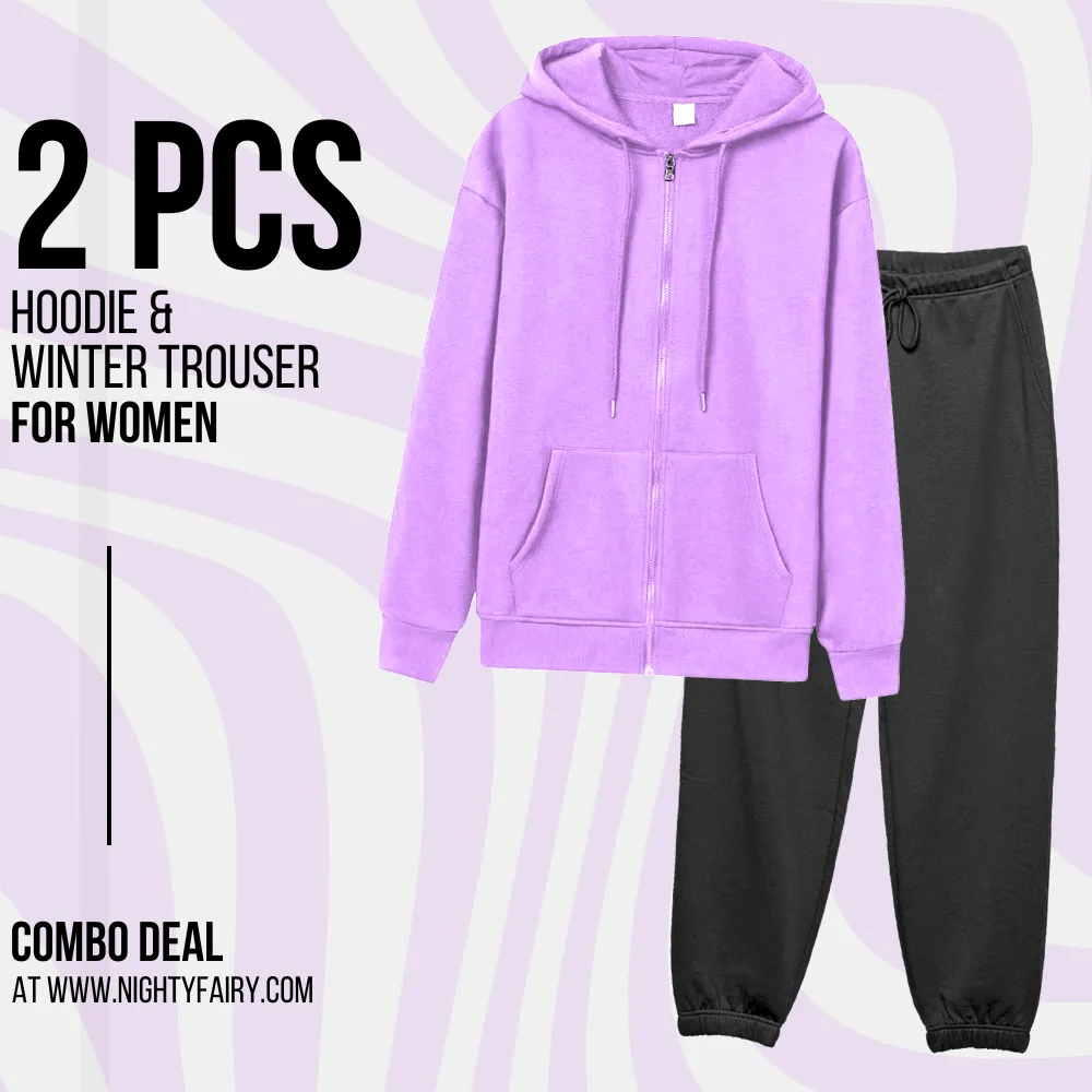 2 Pcs Premium Zipper Hoodie & Trouser Combo (1063)