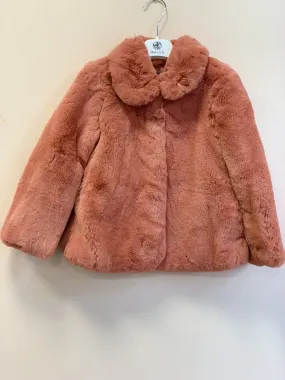 Abel & Lula Girls Coral Faux Fur Coat