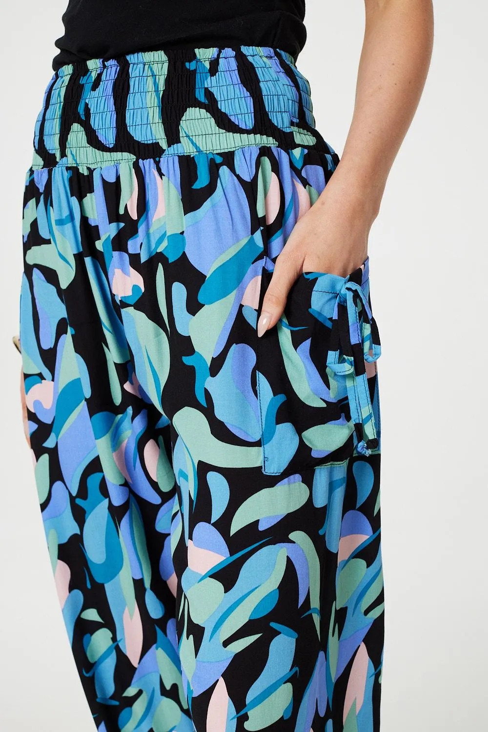 Abstract Print High Waist Harem Pants