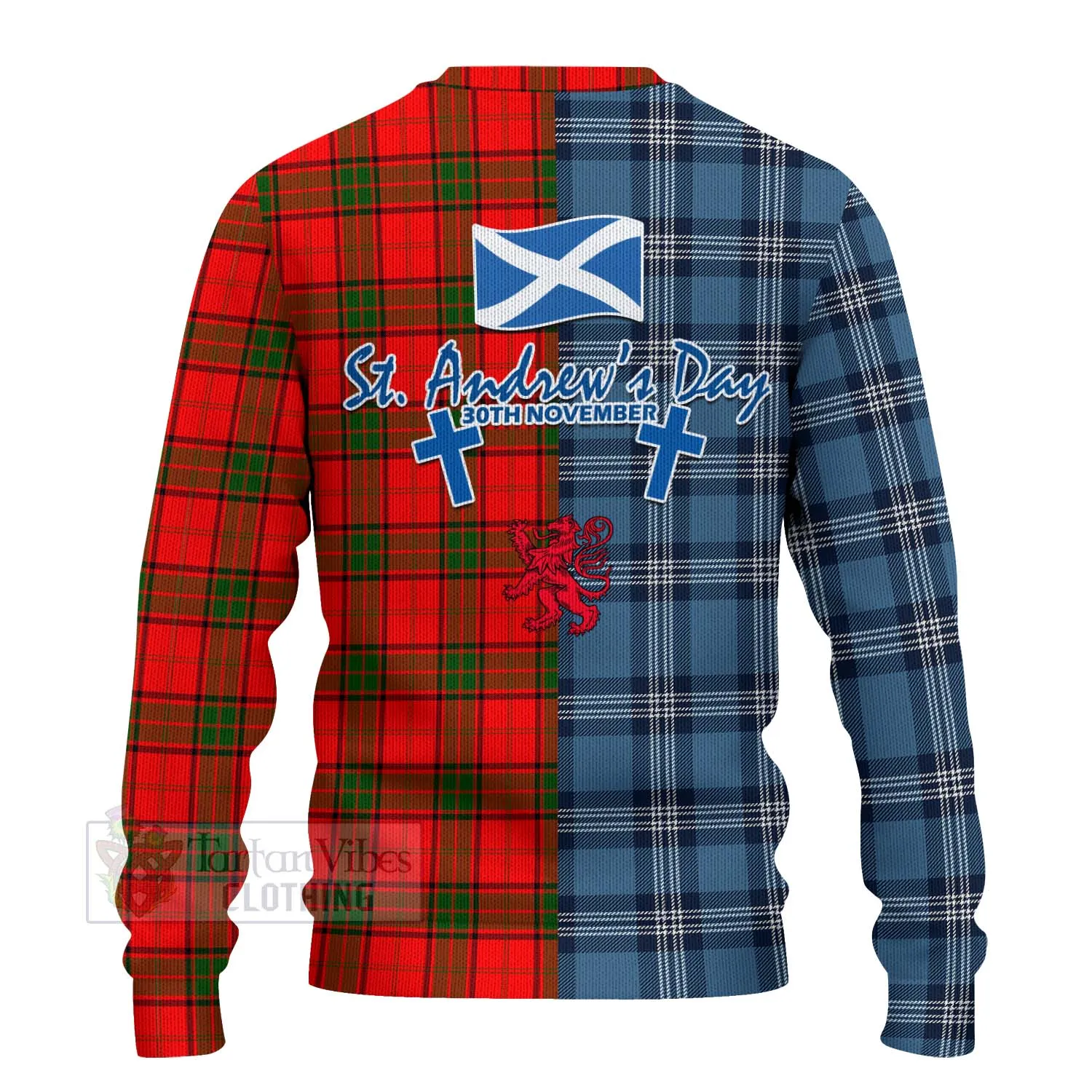 Adair Tartan Knitted Sweater Happy St. Andrew's Day Half Tartan Style