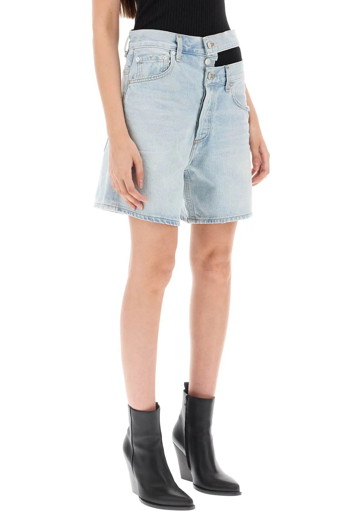 Agolde cut-out waistband denim shorts