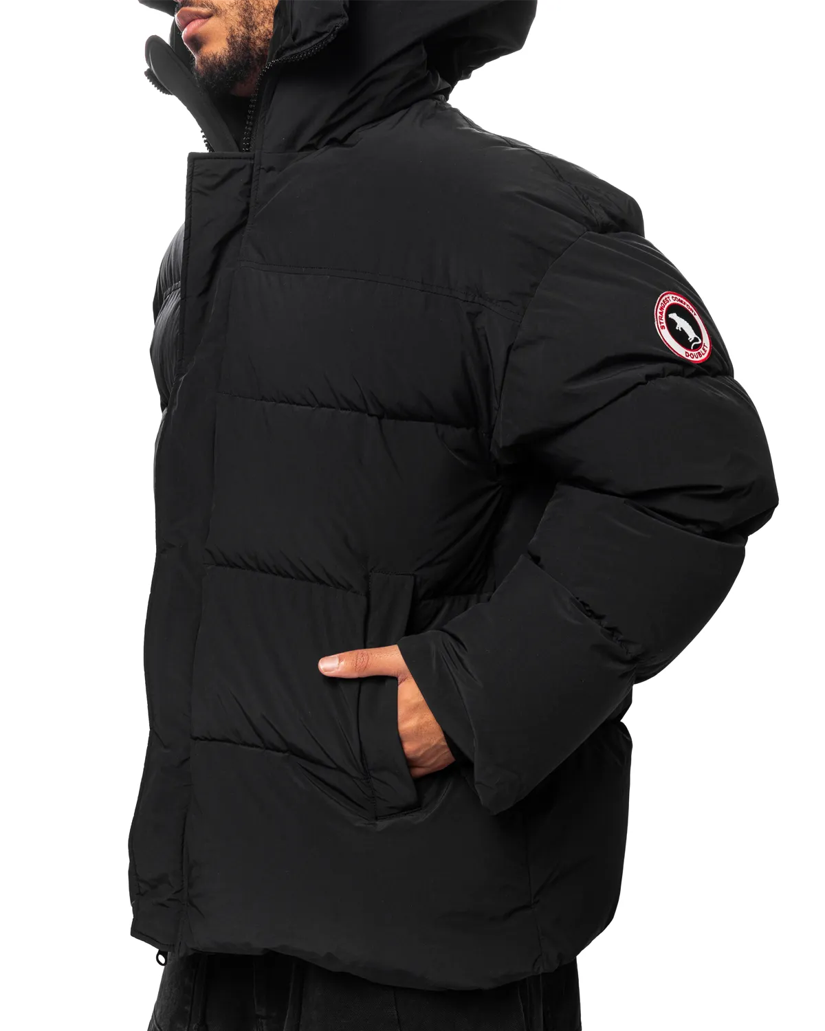 Animal Trim Puffer Jacket Black