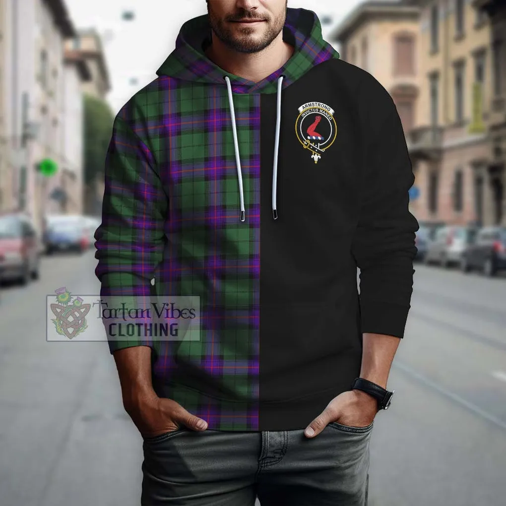 Armstrong Modern Tartan Hoodie with Family Crest and Half Of Me Style