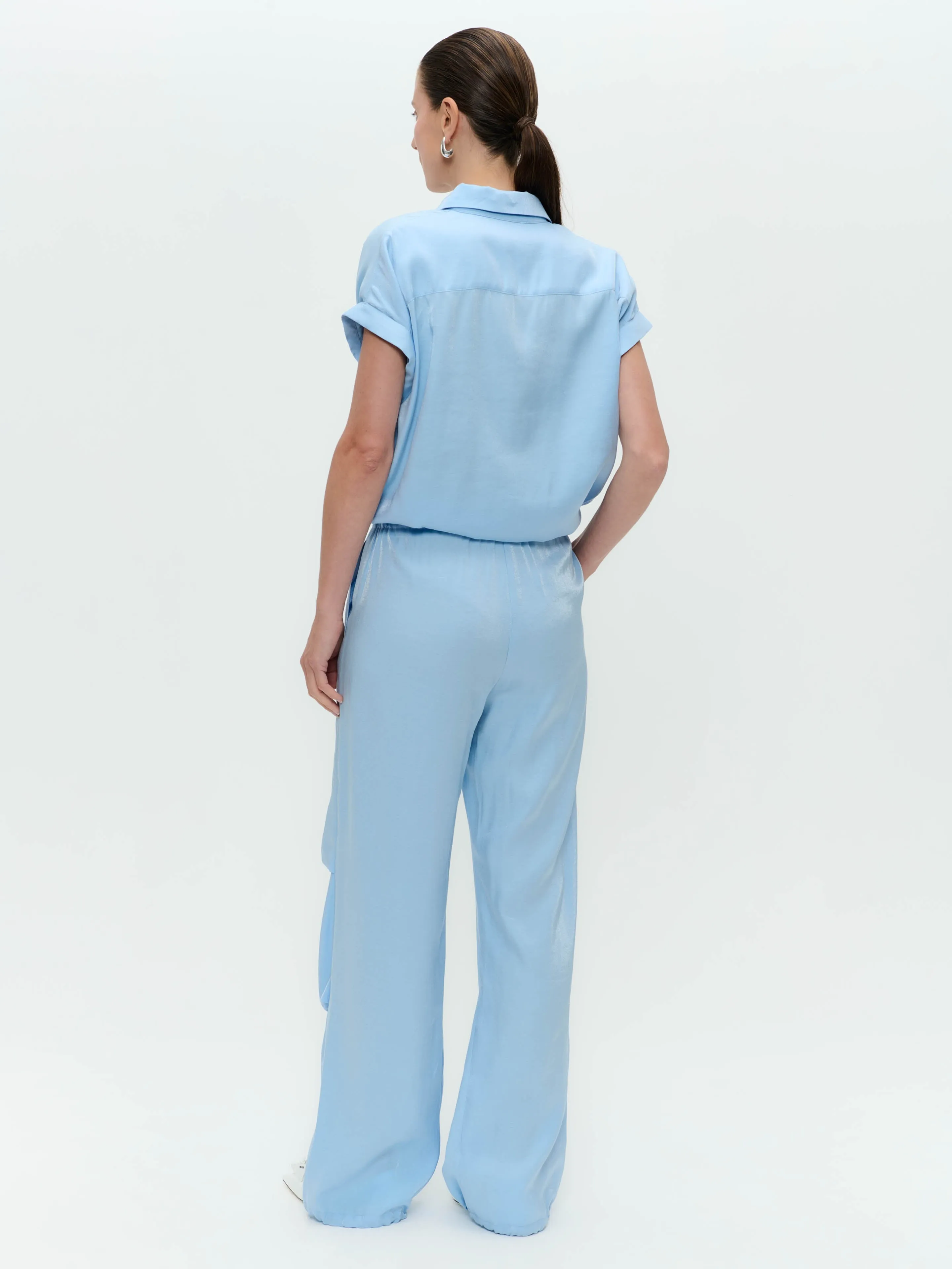 AvalonN shiny viscose pants | Light Blue