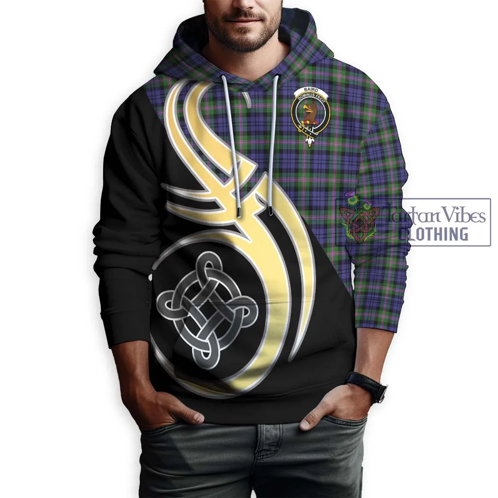 Baird Modern Tartan Hoodie with Family Crest and Celtic Symbol Style