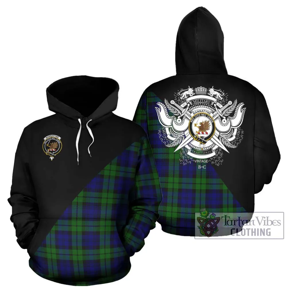 Bannatyne Tartan Hoodie with Family Crest and Military Logo Style