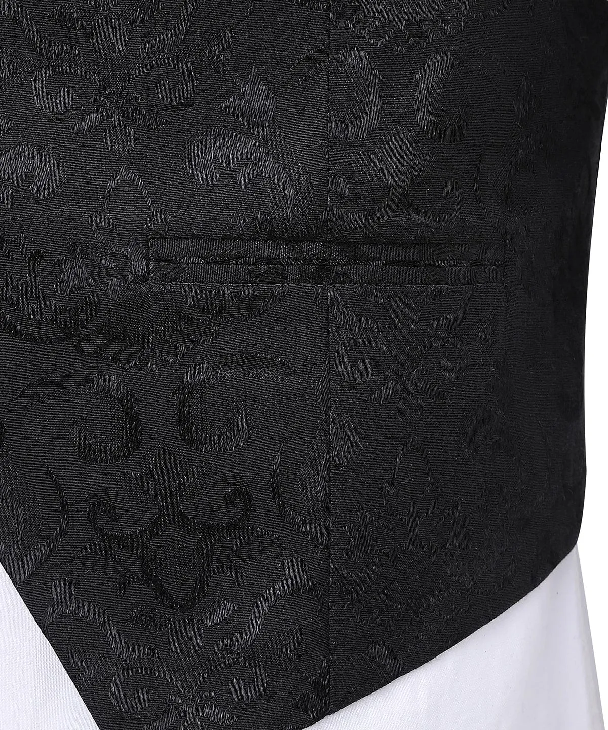 Black Formal Patterned V Neck Waistcoat