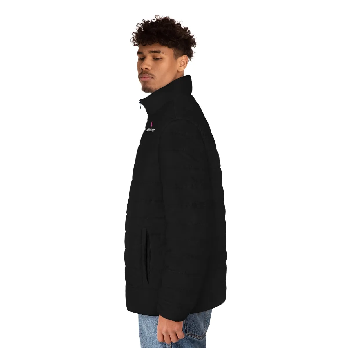 Black Solid Color Men's Jacket, Best Men's Puffer Jacket