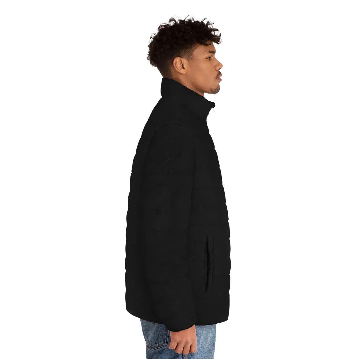 Black Solid Color Men's Jacket, Best Men's Puffer Jacket