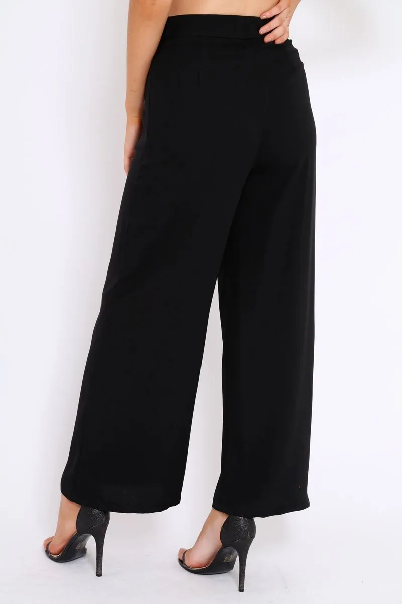 Black Wide Leg Trousers - Angela