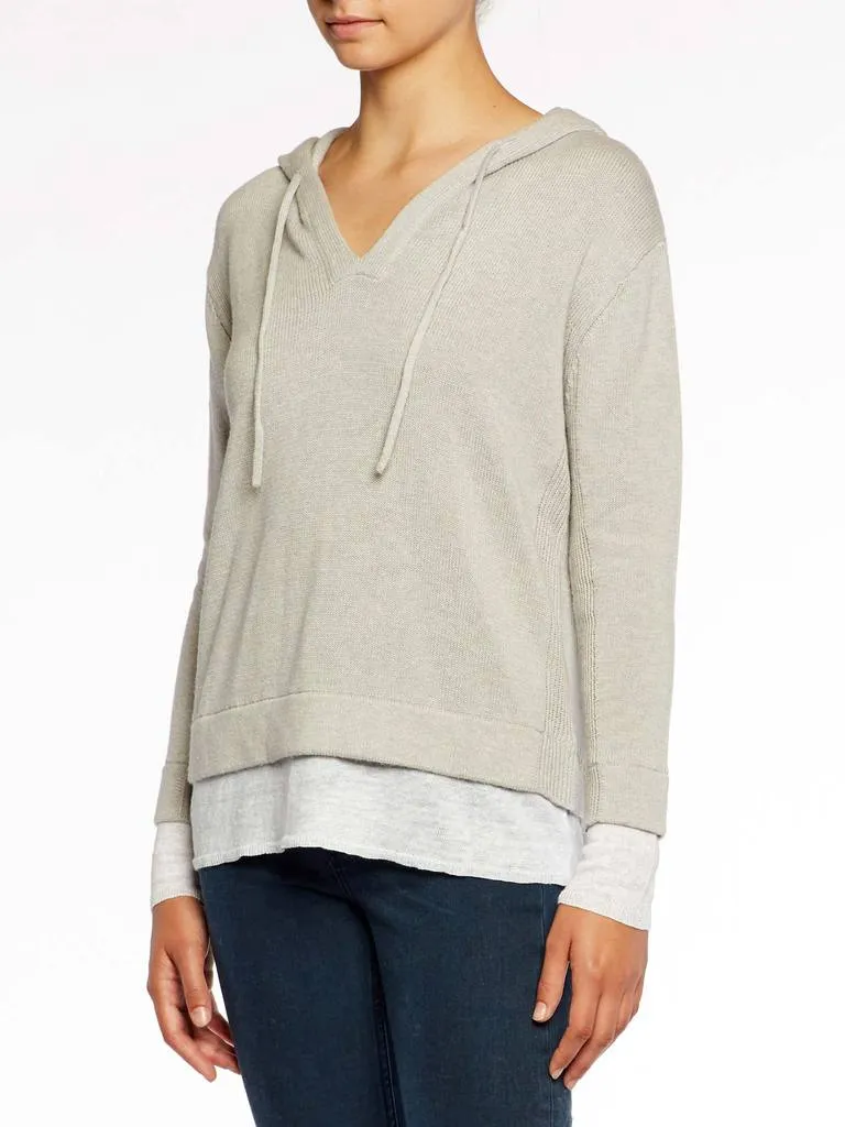 BROCHU WALKER - Ressie Hoodie in Salt Grey Melange with white