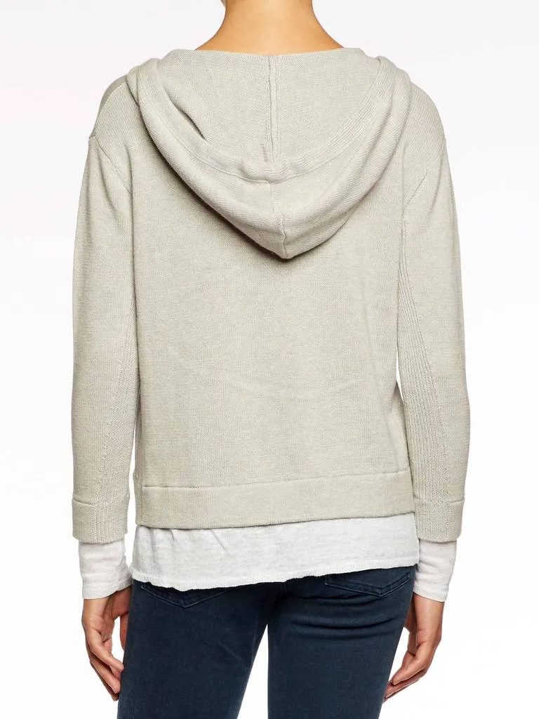 BROCHU WALKER - Ressie Hoodie in Salt Grey Melange with white