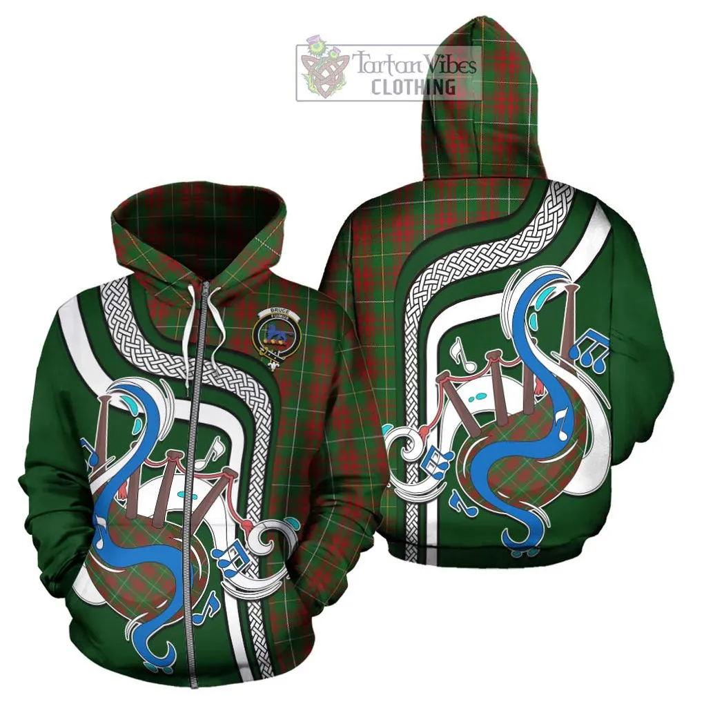 Bruce Hunting Tartan Hoodie with Epic Bagpipe Style