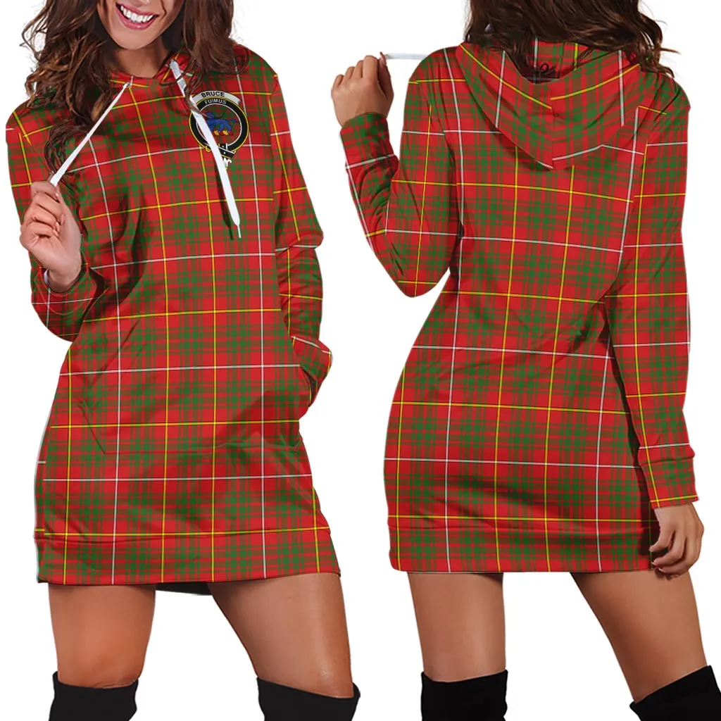 Bruce Modern Tartan Hoodie Dress with Family Crest