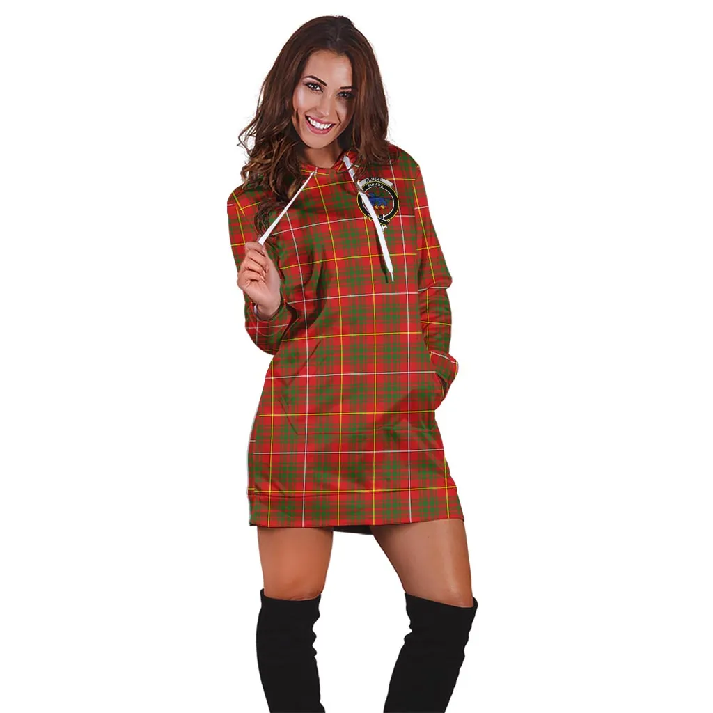 Bruce Modern Tartan Hoodie Dress with Family Crest