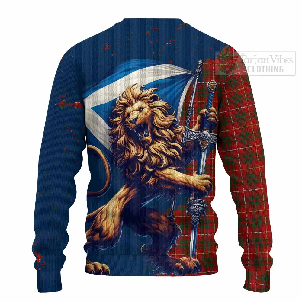 Bruce Tartan Family Crest Knitted Sweater with Scottish Majestic Lion