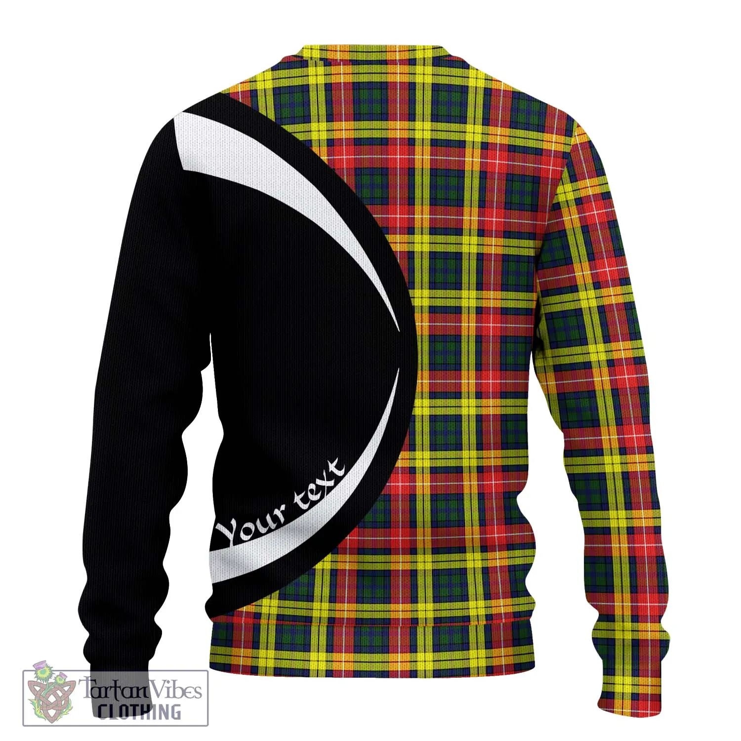 Buchanan Modern Tartan Ugly Sweater with Family Crest Circle Style