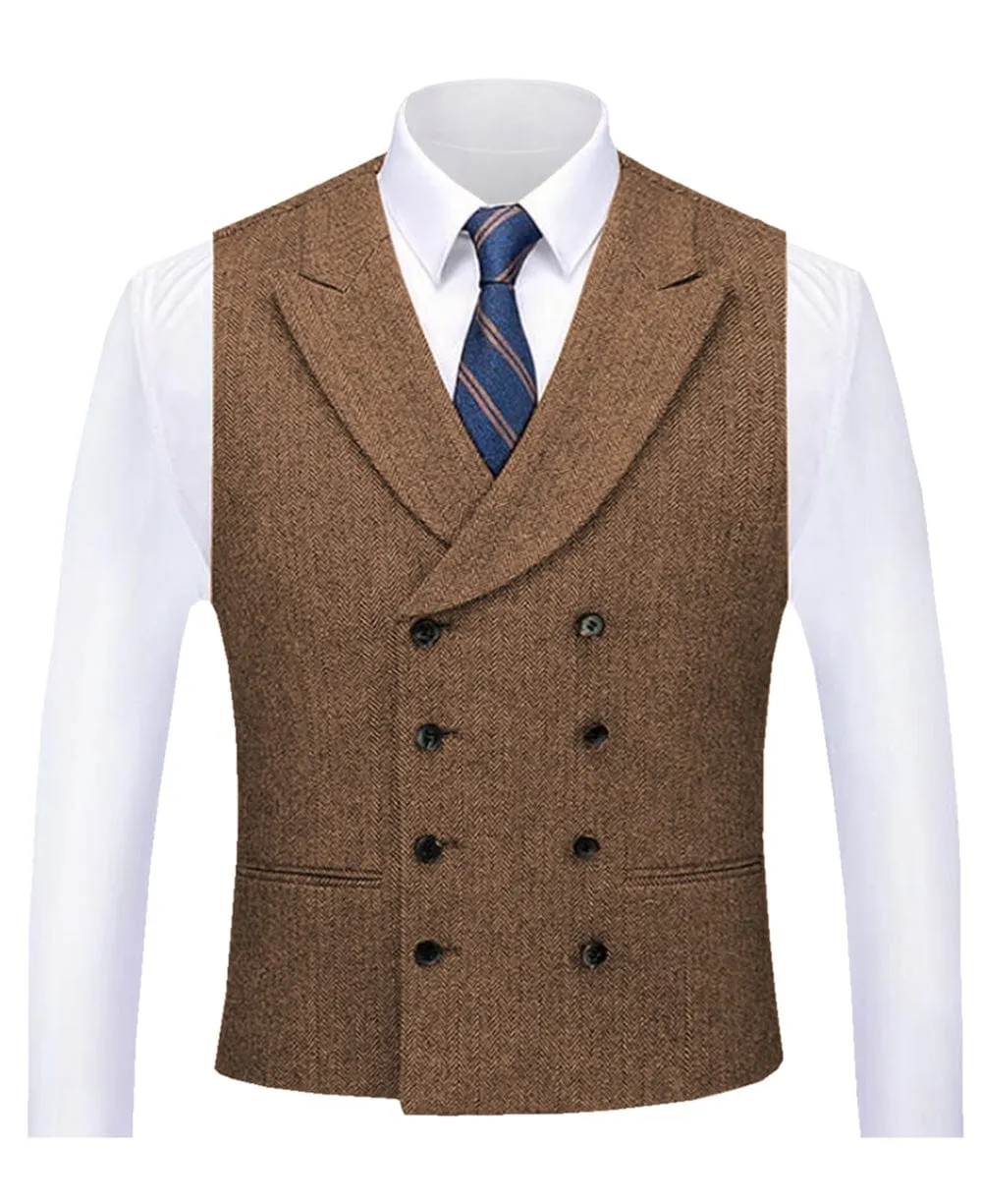 Business Double Breasted Peak Lapel Vest For Men