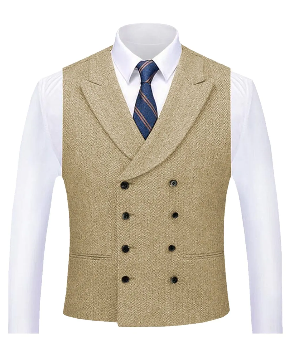 Business Double Breasted Peak Lapel Vest For Men