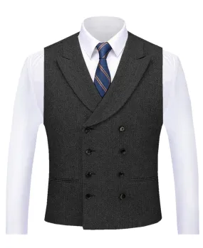 Business Double Breasted Peak Lapel Vest For Men