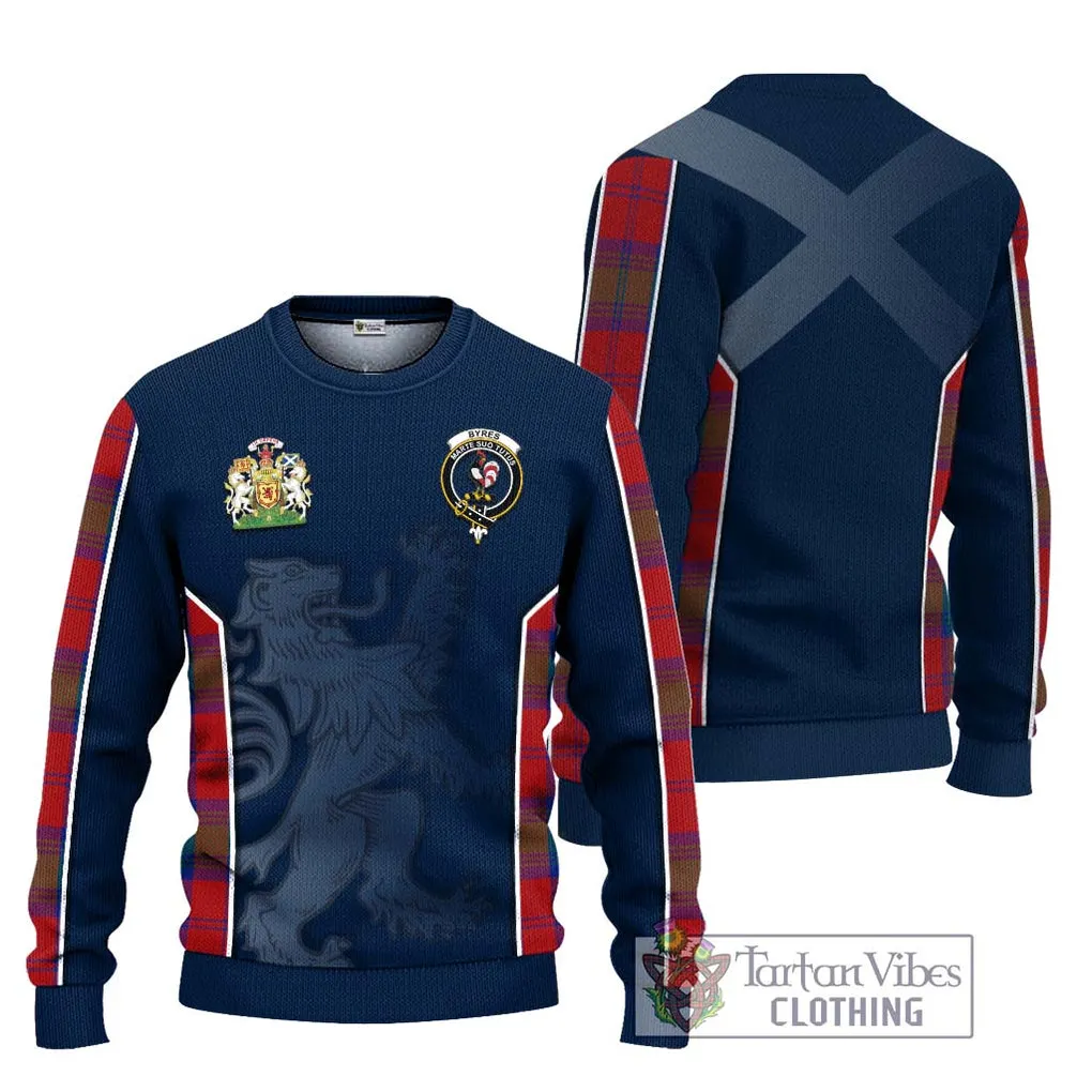 Byres (Byses) Tartan Ugly Sweater with Family Crest and Lion Rampant Vibes Sport Style