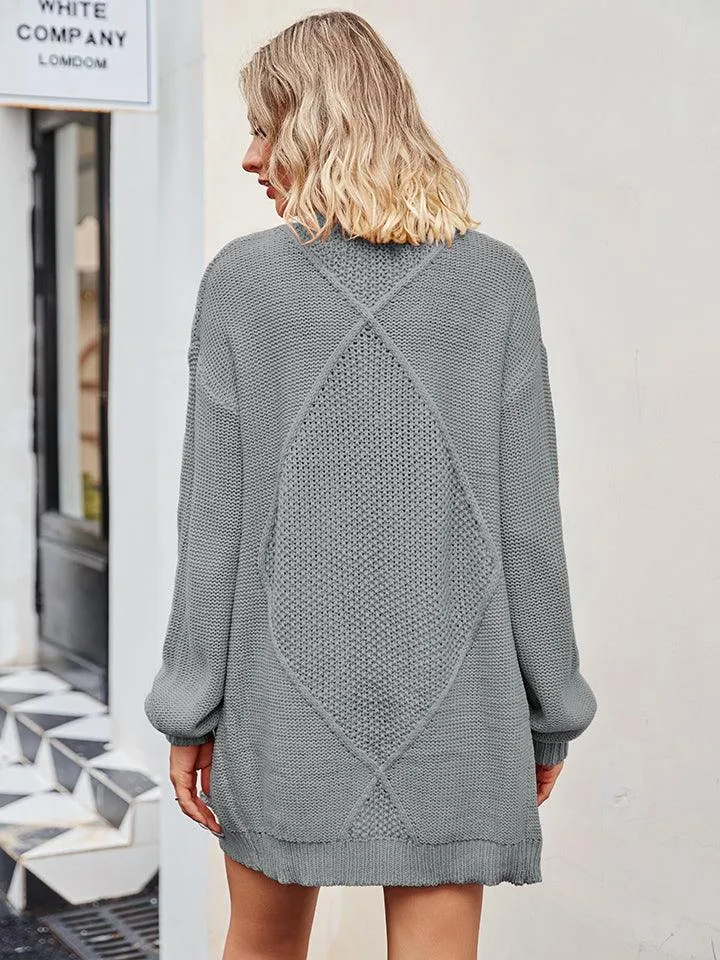 Cable-Knit Long Sleeve Cardigan