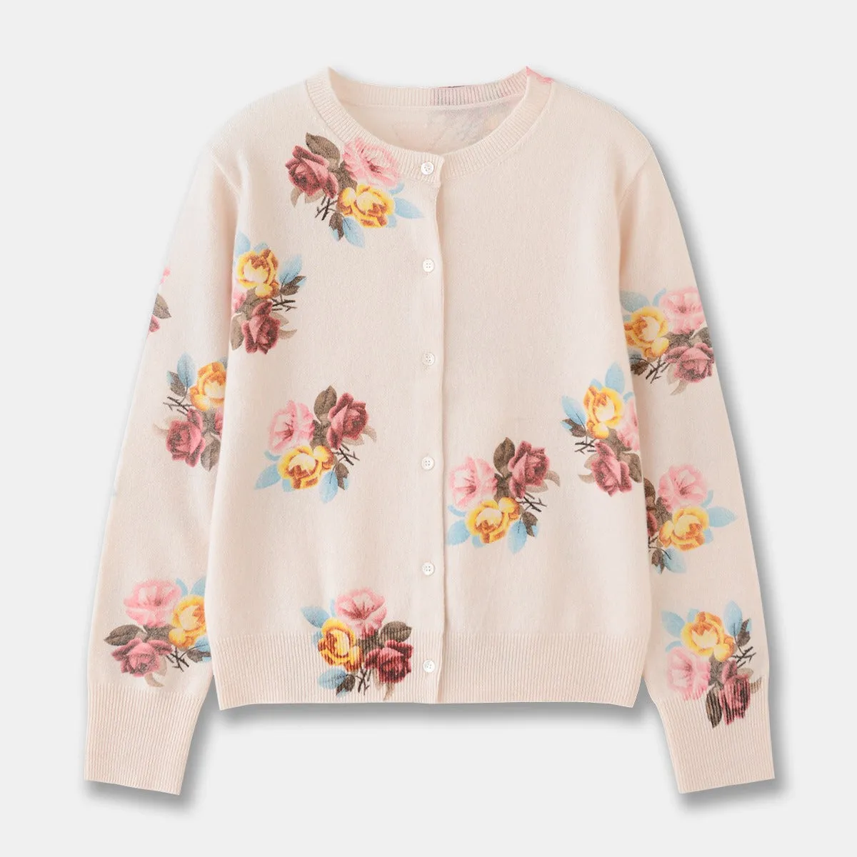 Cardigan Floral Coréen en Laine