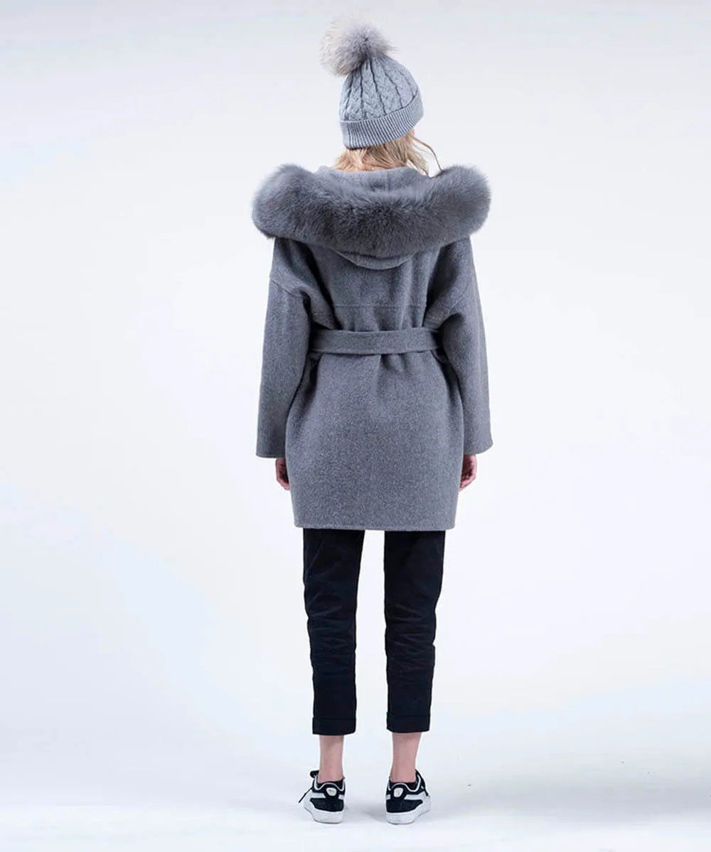 Cashmire Wool Fox Fur Coat