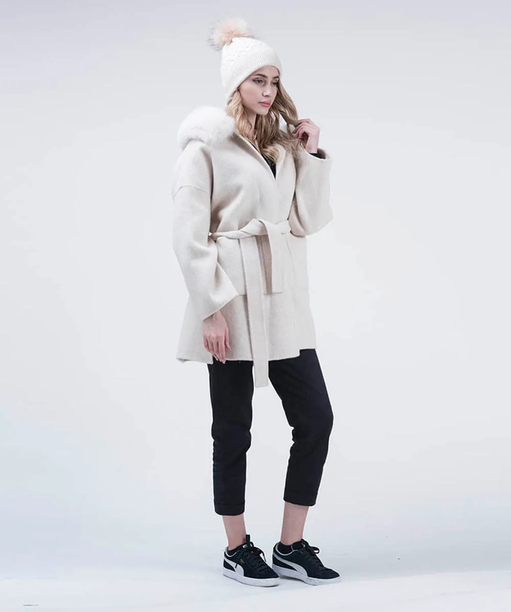 Cashmire Wool Fox Fur Coat