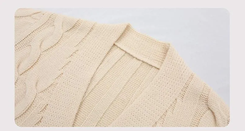 Casual Button-Down Open Front Cable Knit Cardigan