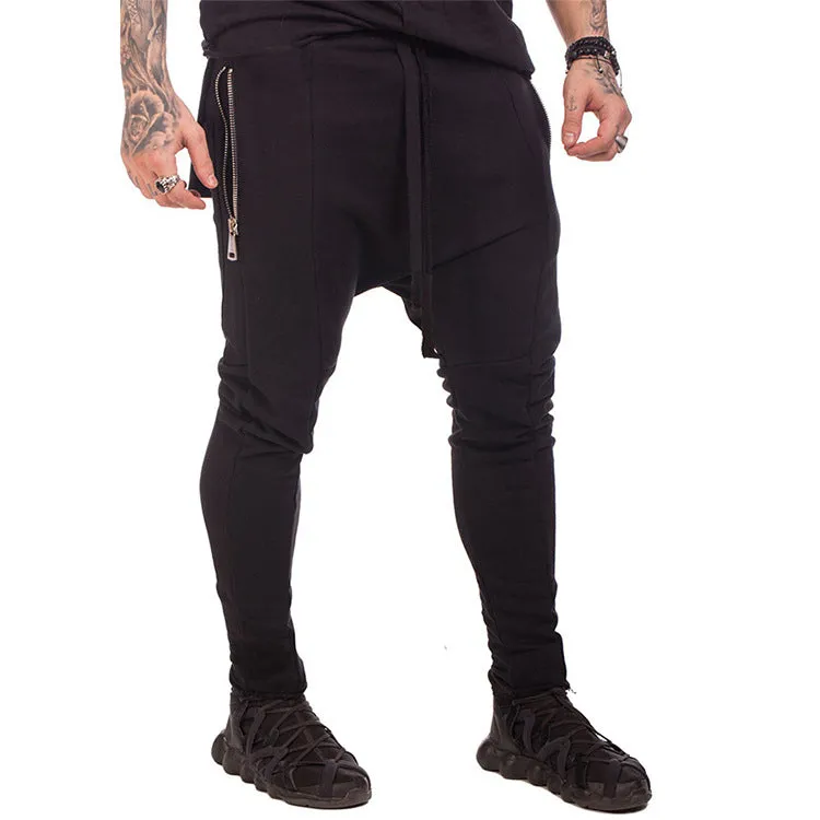 Casual Ziper Pocket Thin Leg Sports Pants Fitness Trousers