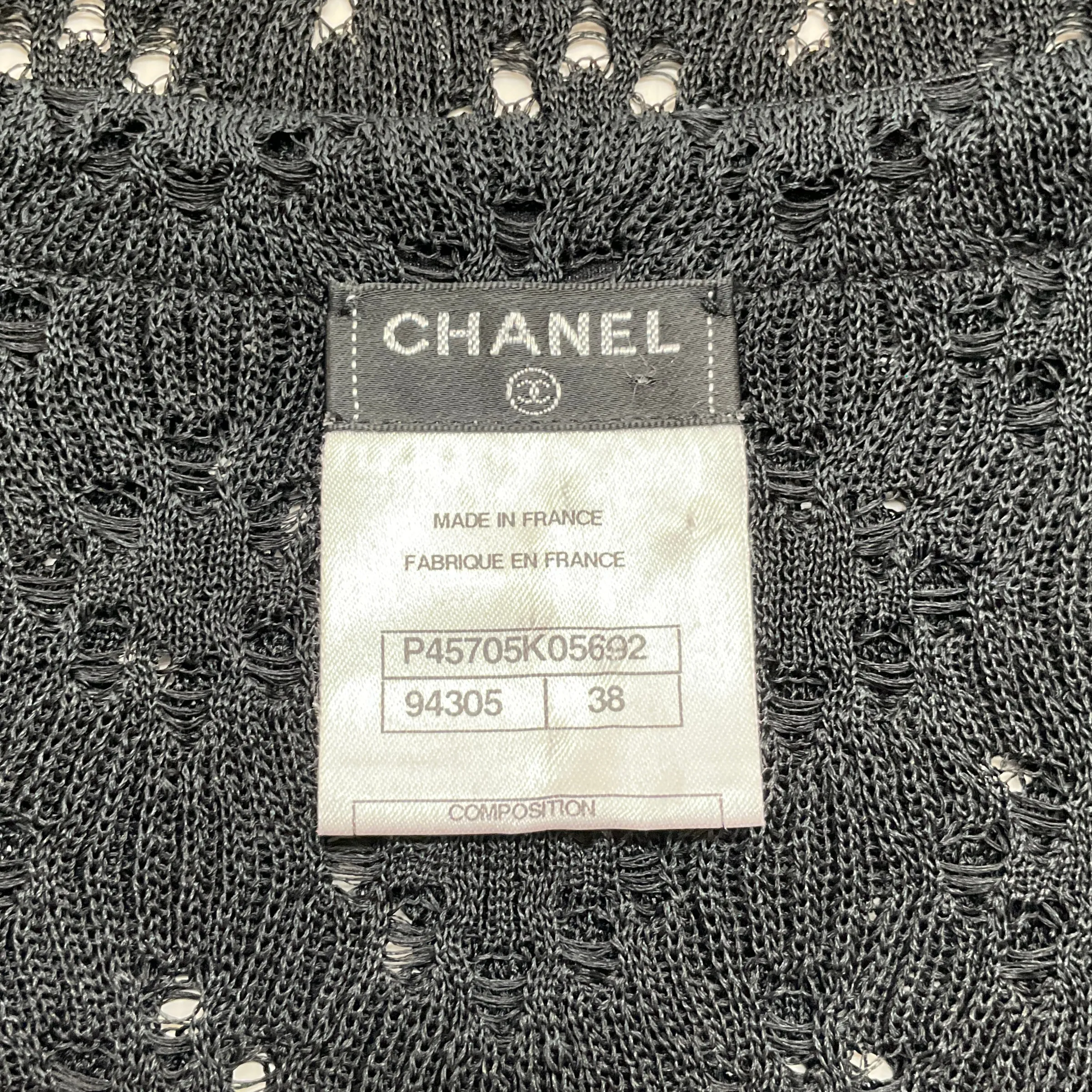 Chanel Black Silk Open Knit Cardigan