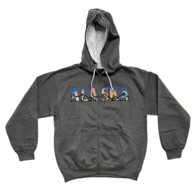 Charcoal Event Horizon Alaska Embroidered Zip Up Hoodie