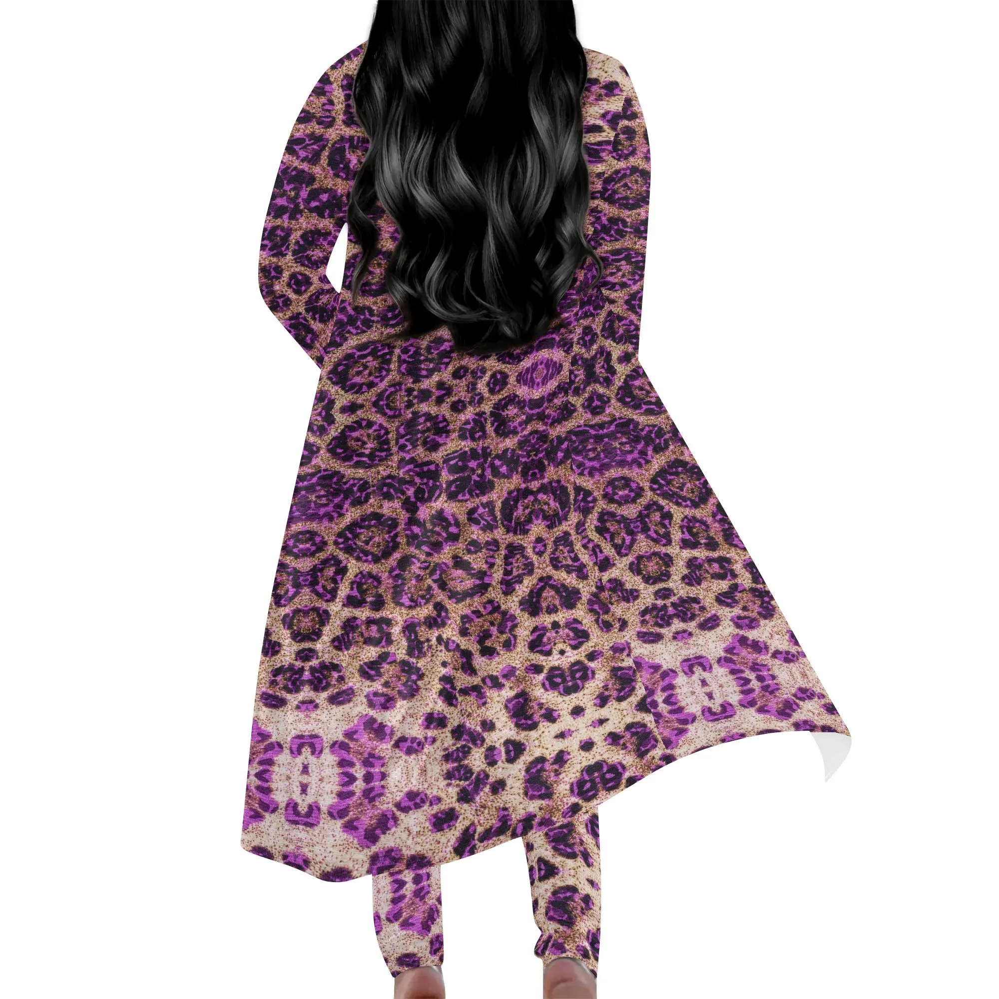 Cheetah Long Sleeve Cardigan and Leggings Set