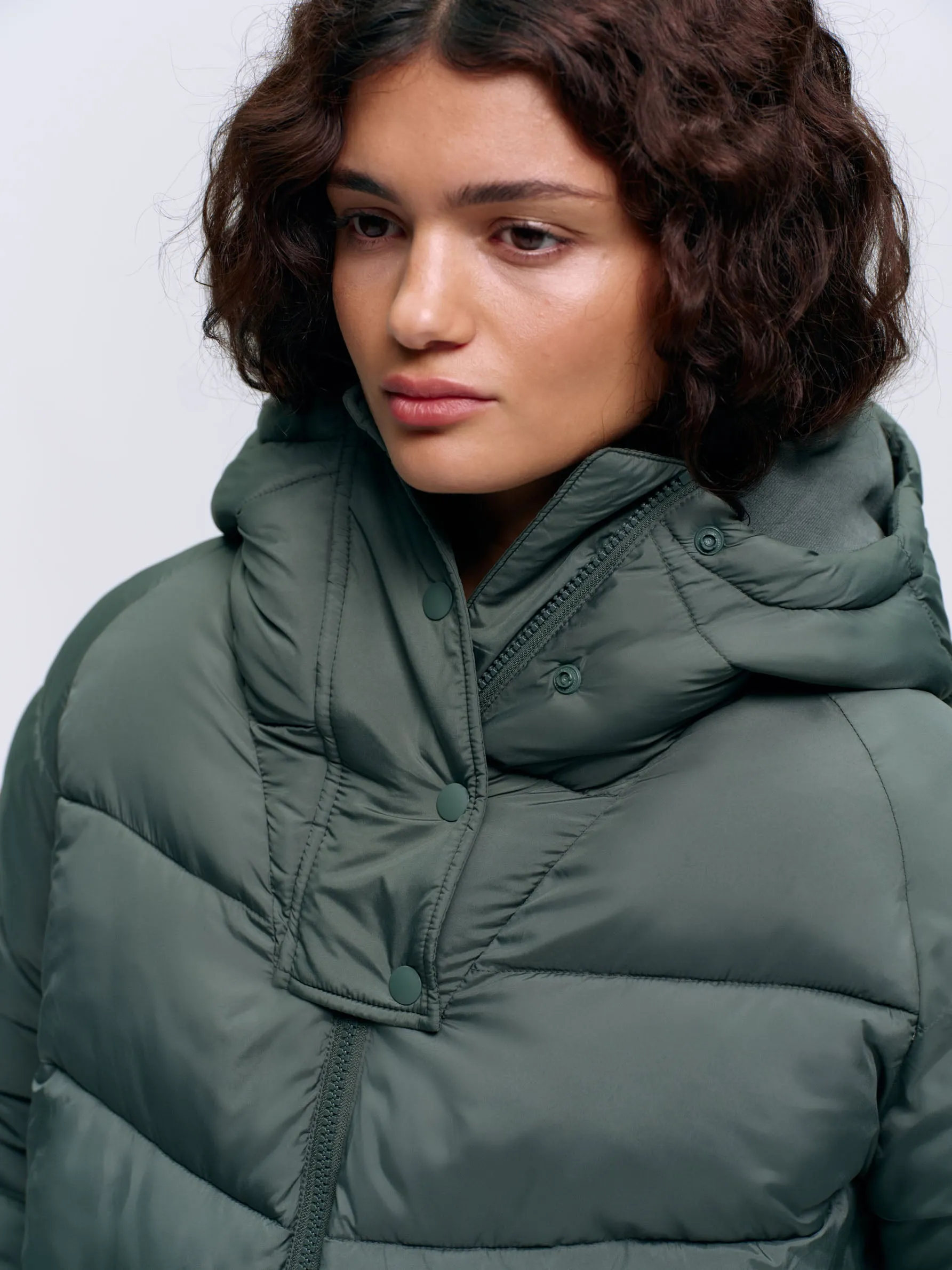 Chevron Puffer Jacket - Sea Green