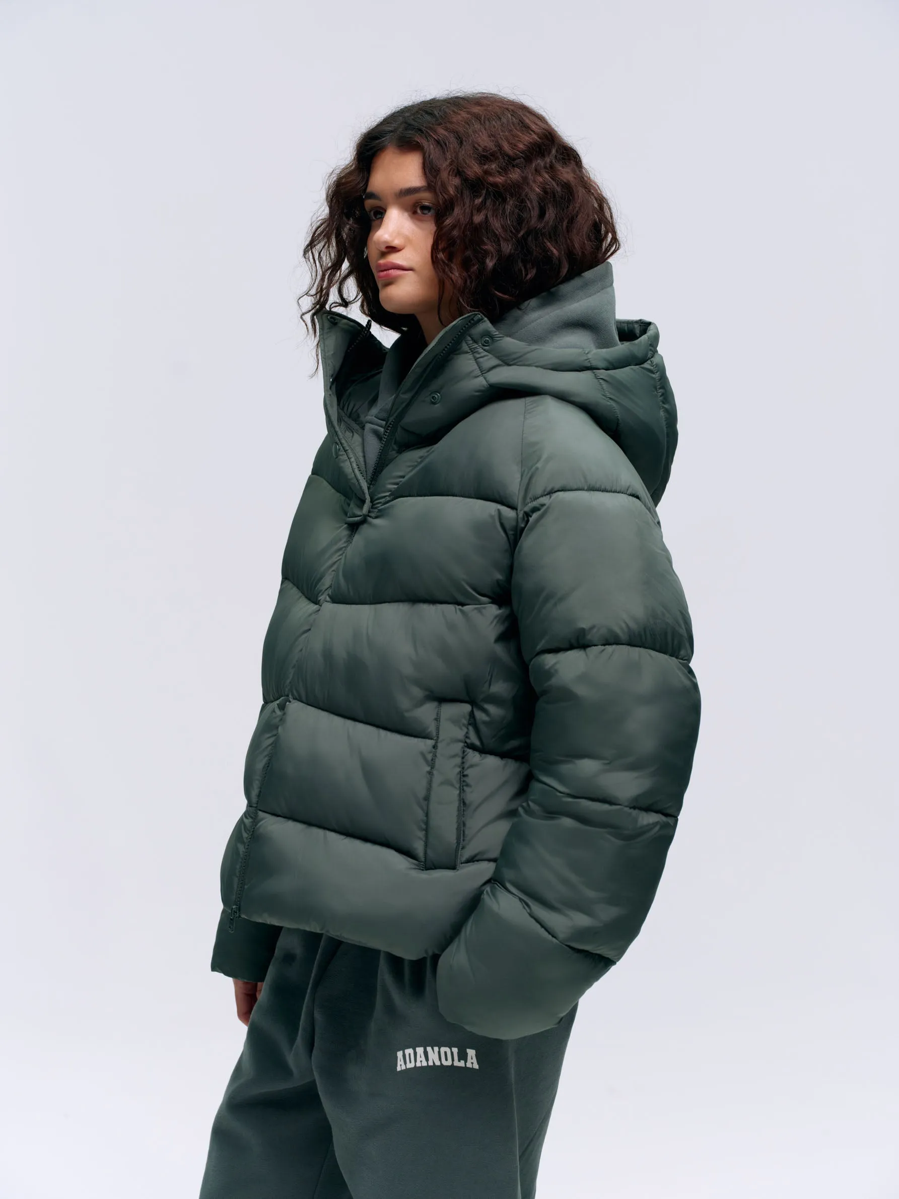 Chevron Puffer Jacket - Sea Green