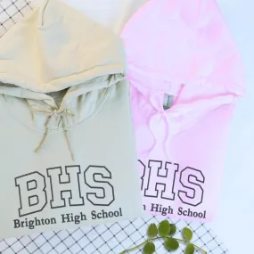 Custom Embroidered High School Name Hoodie