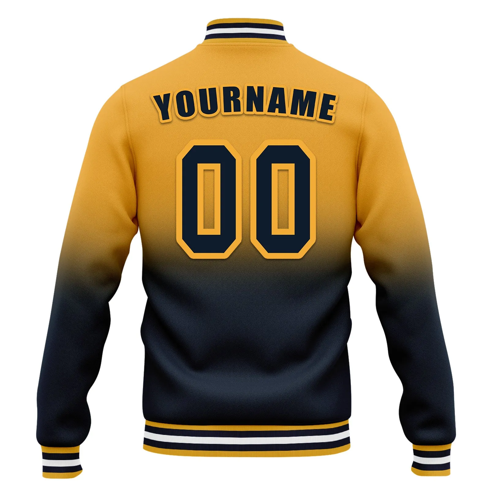 Custom Yellow Blue Fade Fashion Jacket Bomber Full-Snap Varsity Letterman Personalized Jacket FZ005-D020229-21