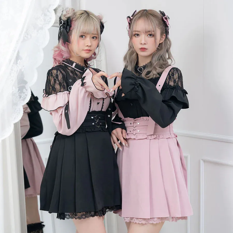 Dear My Love jirai kei heart suspenders skirt