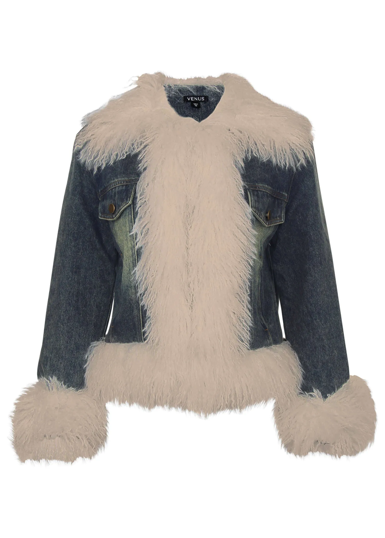 Denim Shearling Jacket - Dark Wash