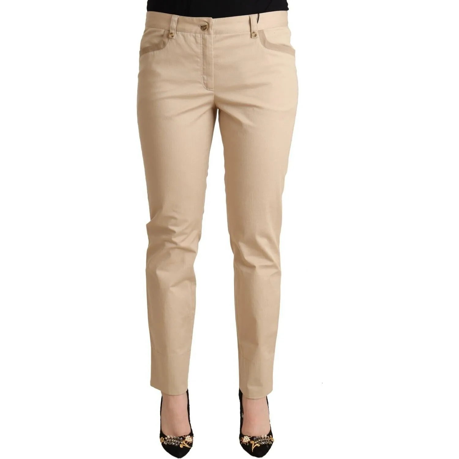 Dolce & Gabbana Elegant Beige Cotton Stretch Skinny Pants