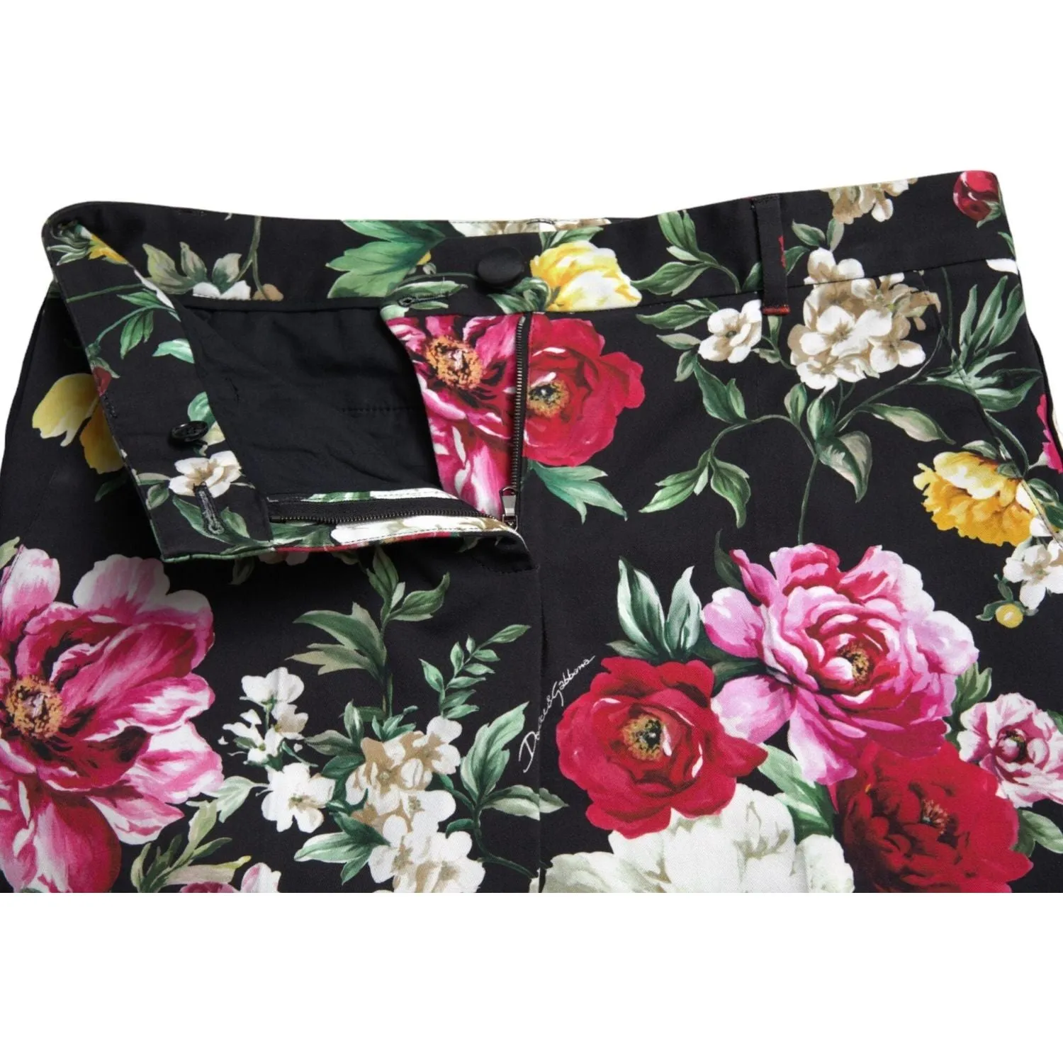 Dolce & Gabbana Elegant Floral Mid Waist Cropped Pants