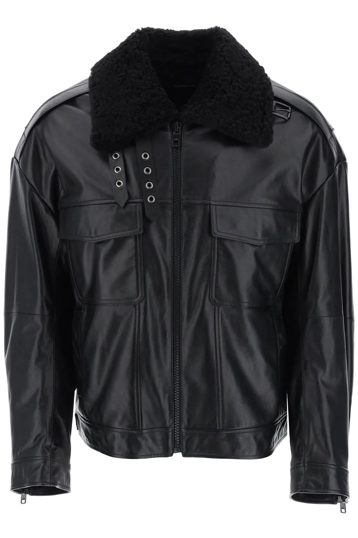 Dolce & Gabbana Leather-And-Fur Biker Jacket