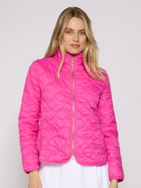 Double Zipper Padded Jacket In Hot Pink