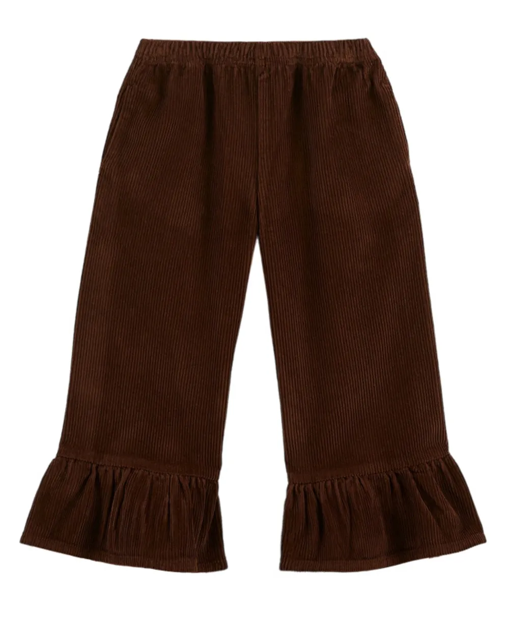 Emile et Ida Guava Ruffled Velvet Crop Pants