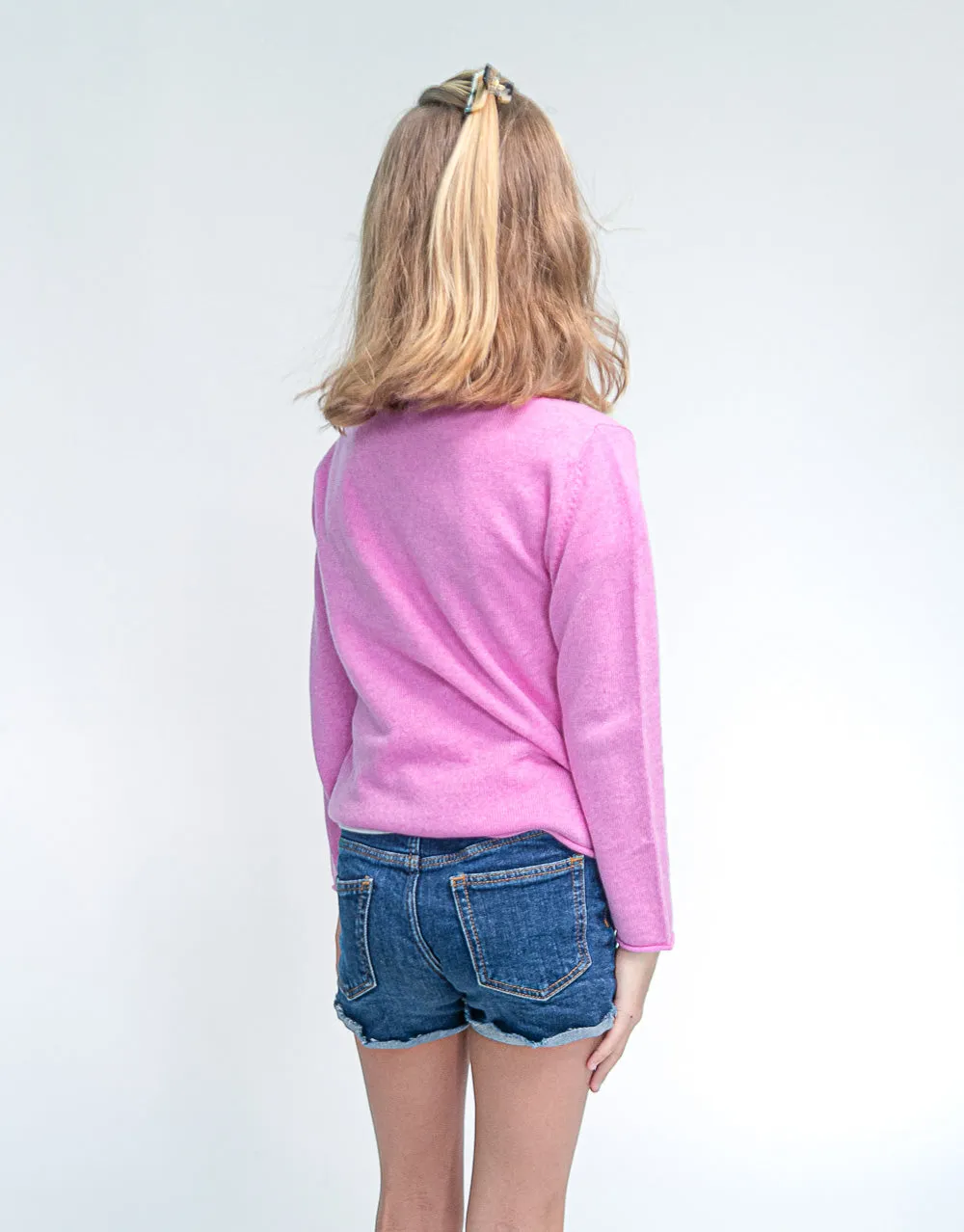 Girls Cashmere Cardigan in Pink