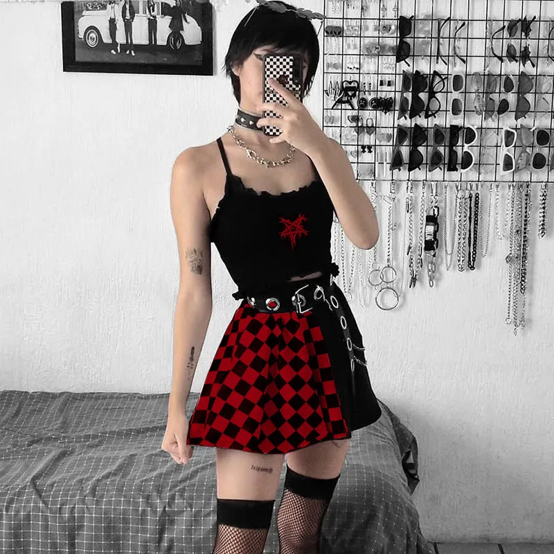 Gothic Plaid A-Line Mini Skirts